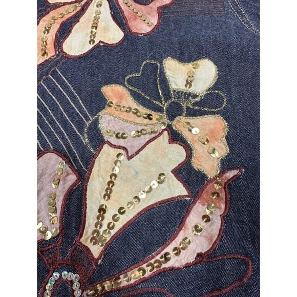 Vtg Alex Kim Jacket Womens 1X Black Floral Sequins Art To Wear Boho Read - Picture 8 of 16